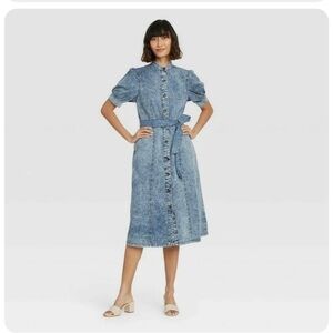 Excellent Condition Who What Wear Women’s Denim Dress / Puff Sleeve / Acid Wash